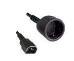 Nettadapterkabel C14 til jordingskontakt, UPS-adapter, H05VV-F 0,75 mm², svart, lengde 1,00 m